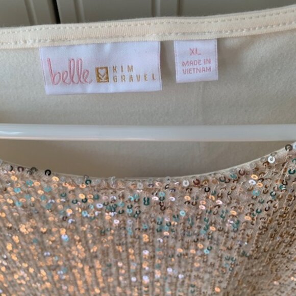 Kim Gravel Sequin Mesh Knit Back Tank Top - XL - Champagne - Picture 3 of 3